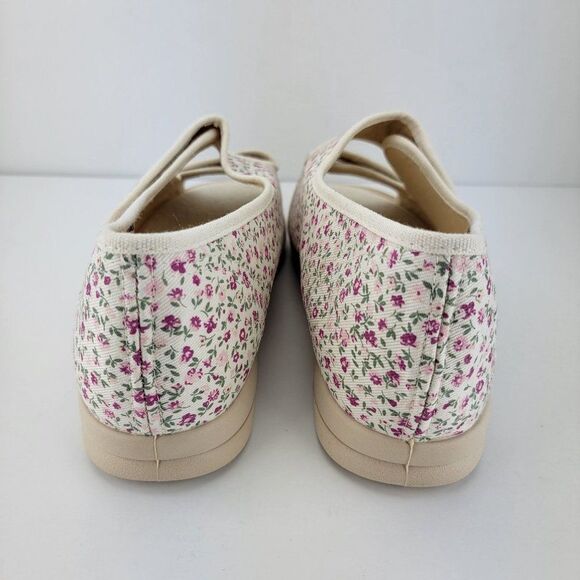 Cosyfeet Womens Size US9 UK7 White Floral Hook Loop Open Toe Slip On Comfort Sho - Picture 4 of 8